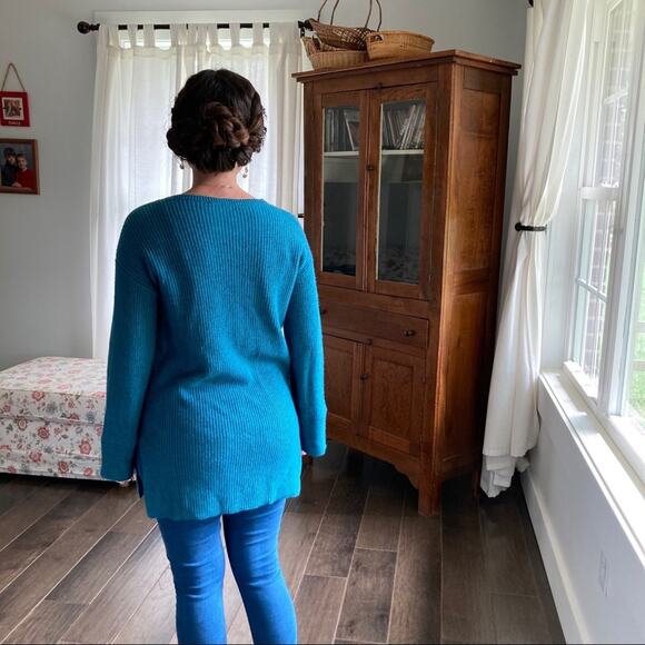LOFT Blue Tunic Sweater With Flared Sleeves, S - Picture 2 of 7